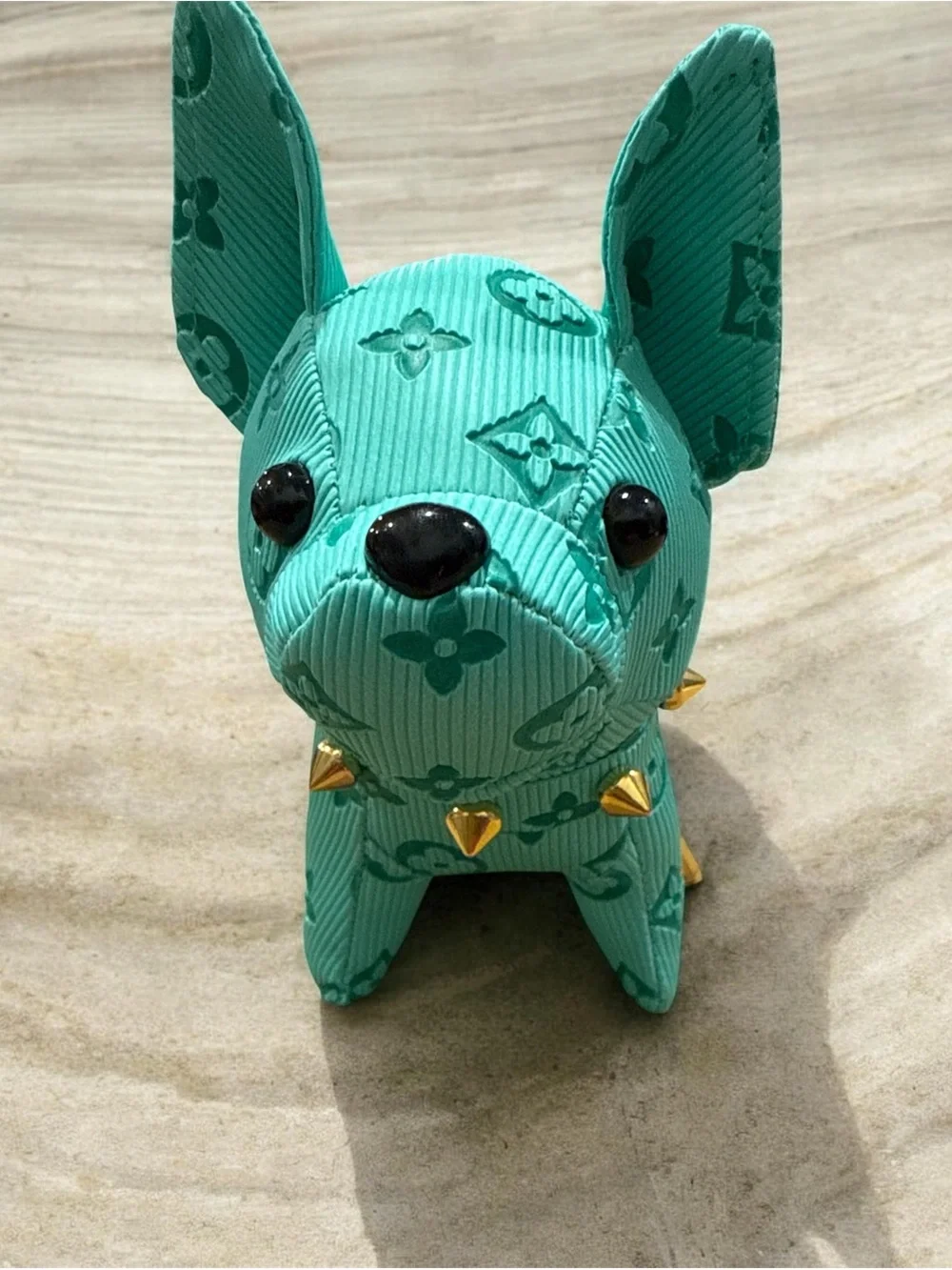 Turquoise LV Fashion French Dog in leather as Bag charm/Keychain 13cm